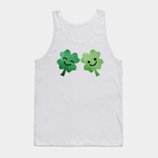 Glittery Irish Four Leaf Clovers Tank Top